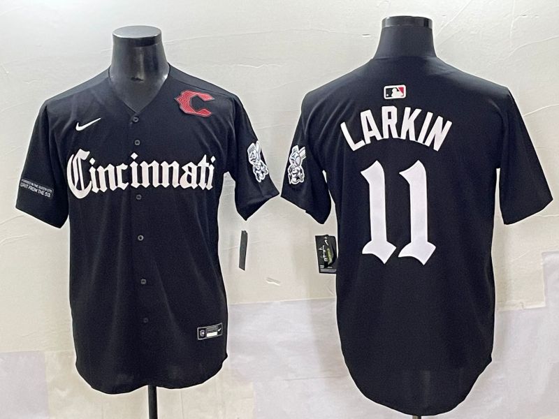 Men 2025 Cincinnati Reds #11 Larkin Black Five generations Joint Name Nike MLB Jersey style 17->cincinnati reds->MLB Jersey